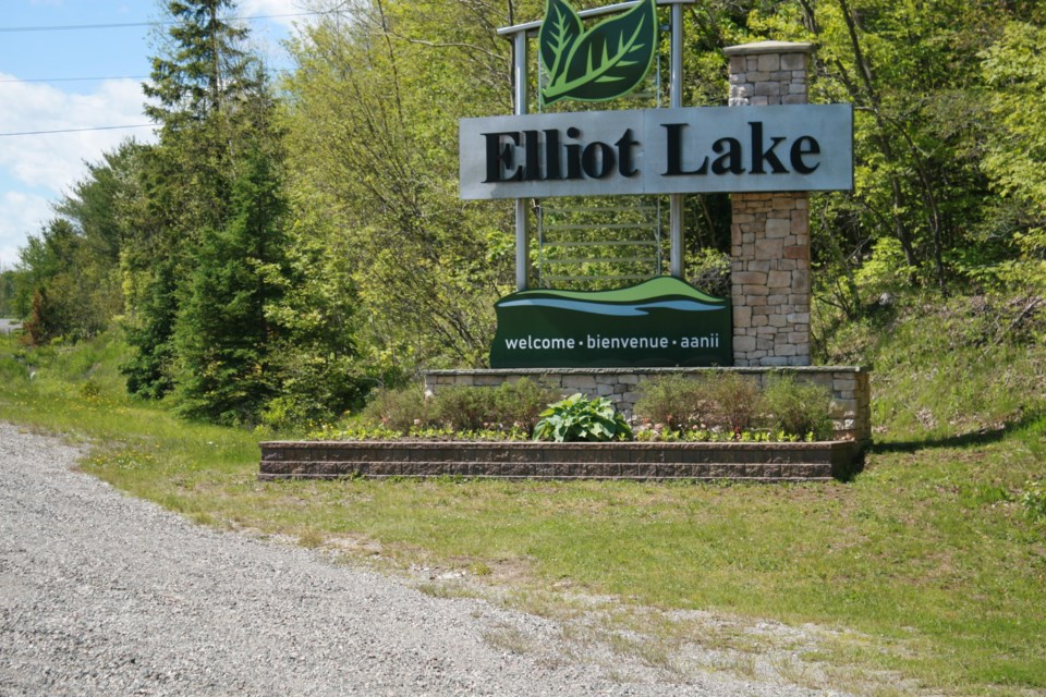 Elliot Lake’s 'welcome sign' now has the word 'Aanii' added to it from the Ojibwe language of the Anishinaabe meaning “Hello”.  The representatives from the city and from Serpent River First Nation will be on-hand at the Miners Memorial on June 21 at noon to raise the First Nation flag in a special ceremony.  Photo by Kris Svela