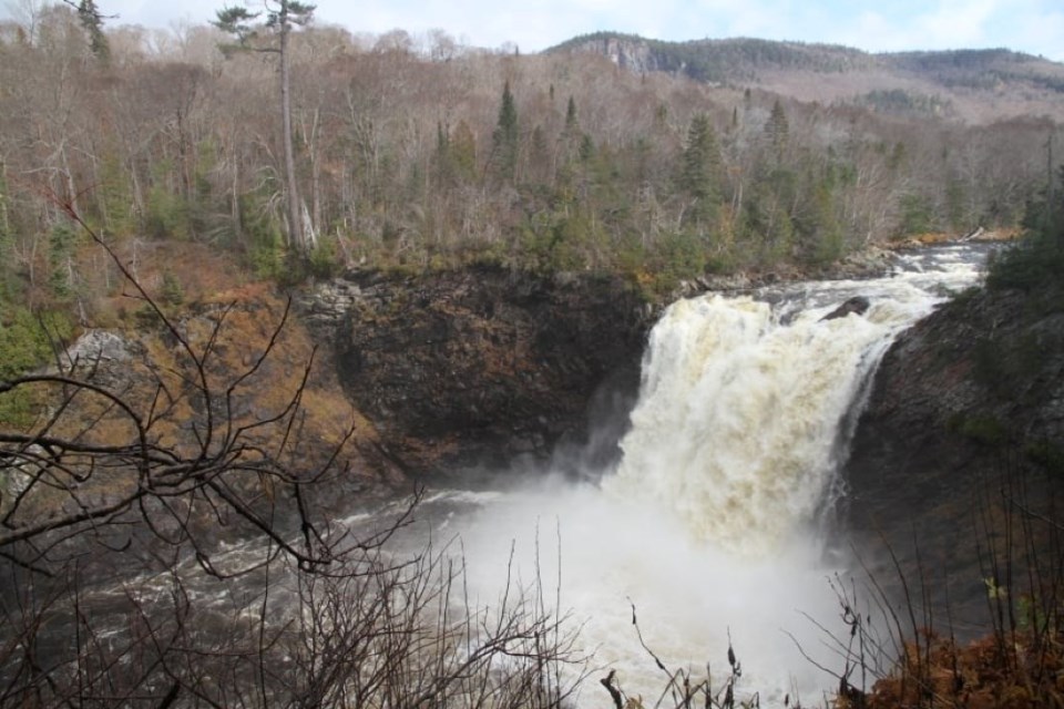 Agawa Falls is within the backcountry of  Lake Superior Provincial Park; not seen from the excursion train