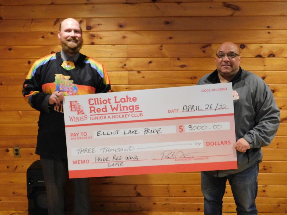 2022-04-28 Elliot Lake Red Wings Pride donation