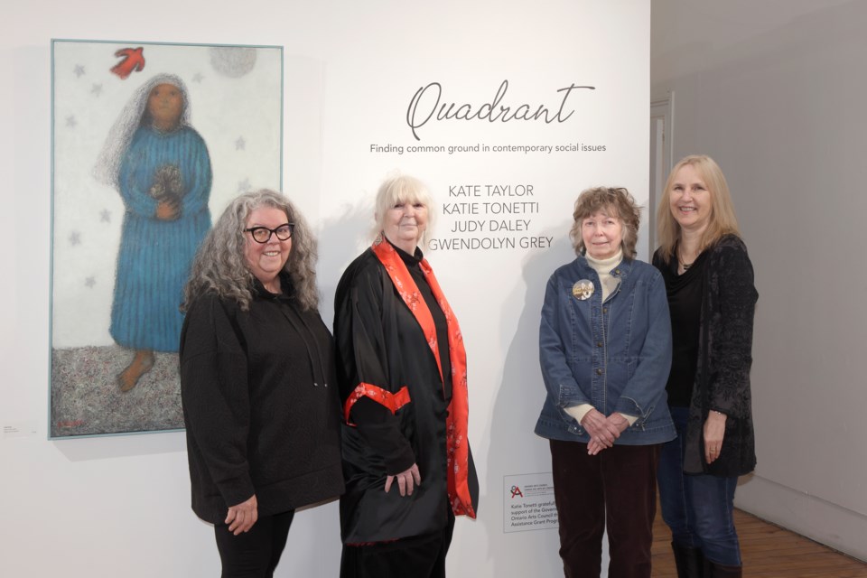 A new curated exhibition entitled ‘Quadrant’ opened in the gallery at the Elora Centre for the Arts on January 26 featuring artists L to R:  Katie Tonetti, Gwendolyn Grey, Kate Taylor, Judy Daley