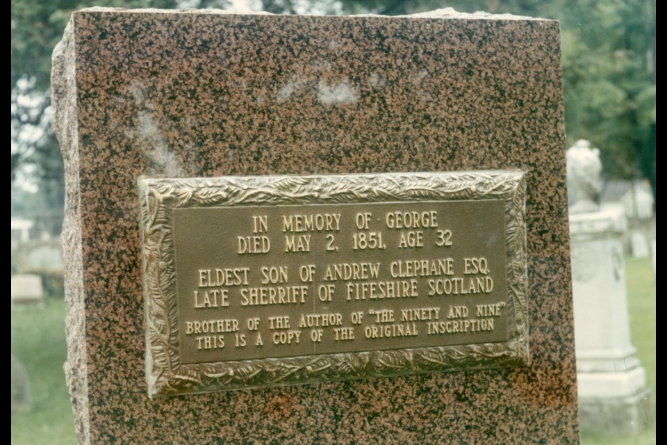 The marker stone for George Clephane can be found in the cemetery of St. Andrew's Church.