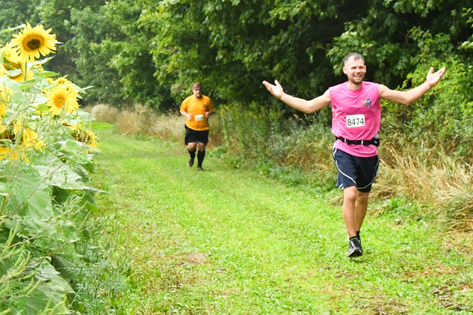 Runners competed in a timed race.