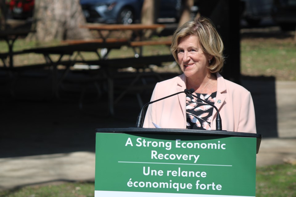 Helena Jaczek, FedDev minister, announced $2.6 million in funding for eight projects in Guelph and Wellington County at Riverside Park.