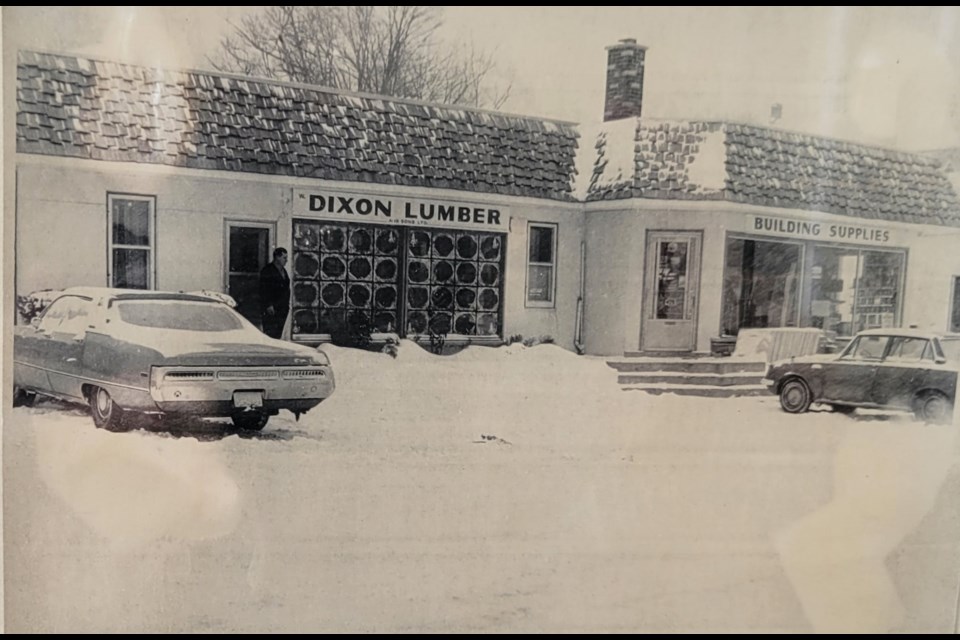 The original Fergus Dixon location on St. Patrick Street East in the 1970s. This photo hangs in the front entrance of the Dixon Home Hardware.