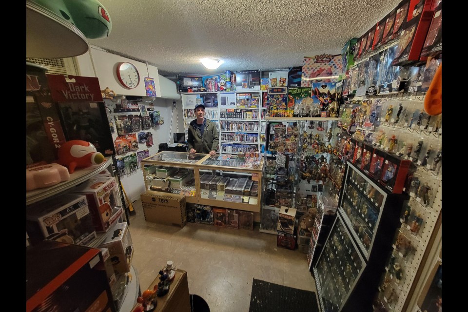 Russell Davey has covered just about every where he can with collectibles for sale at Bonus Box Games in Fergus.