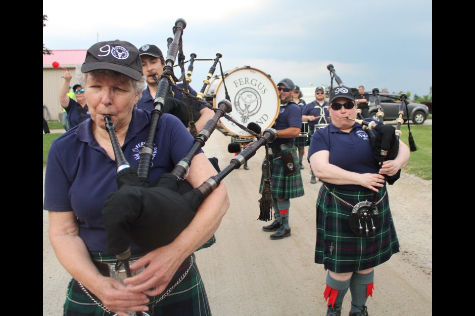 The Fergus Pipe Band demonstrated marching and playing at a media event ahead of the Fergus Scottish Festival.