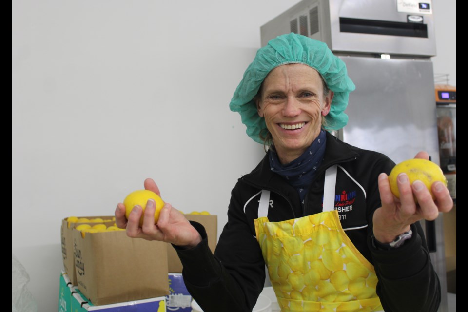 Jill Fisher and her Lighthouse Lemonade team will go through 40 cases of lemons, about 720 kg worth, during a single production. This works out to about 2,000 bottles.