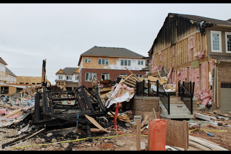 Two side-by-side units appeared to have been completely destroyed by the Friday night fire at the Erin Glen subdivision.