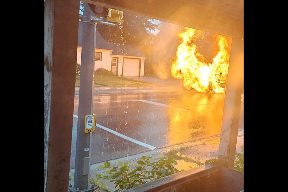 A garbage truck caught on fire in Mount Forest on Wednesday July 10.