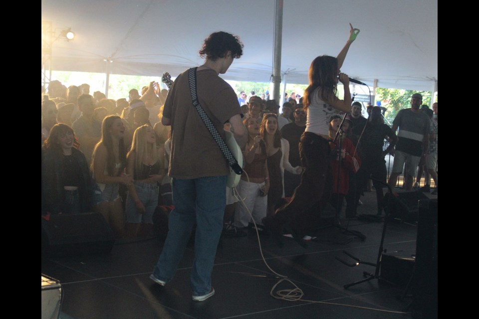 Aviv got a little airborne during an upbeat performance at the Koop Tent. 