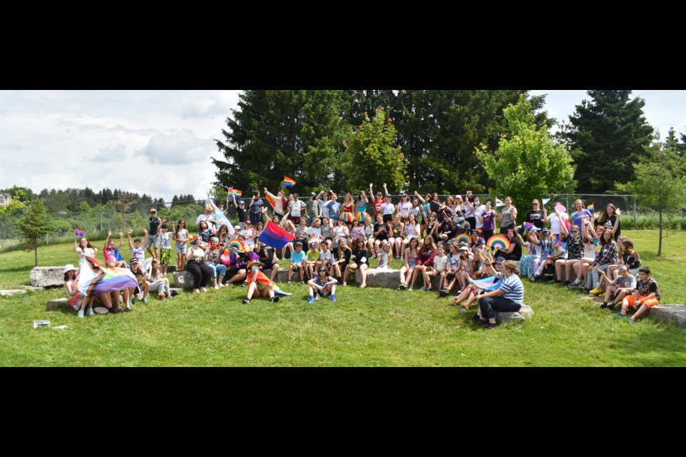 Students from elementary school social justice and gay-straight alliance groups from across Centre Wellington celebrated Pride month with a small event at John Black Public School in Fergus Thursday.