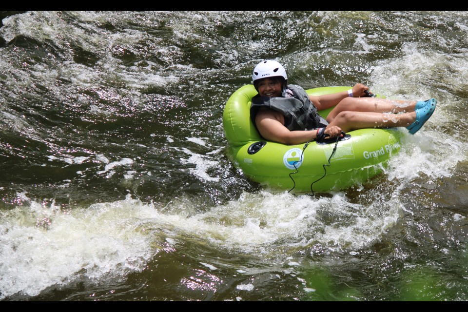 Having a blast tubing on the Grand River.