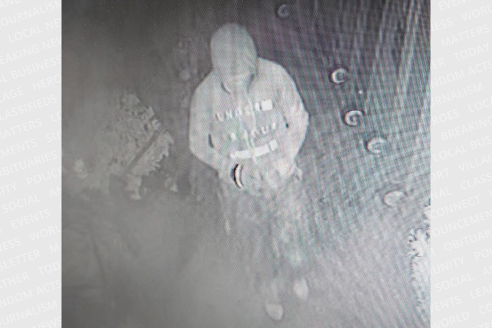 Police are looking for this suspect in connection with a break-in at a Mount Forest business.