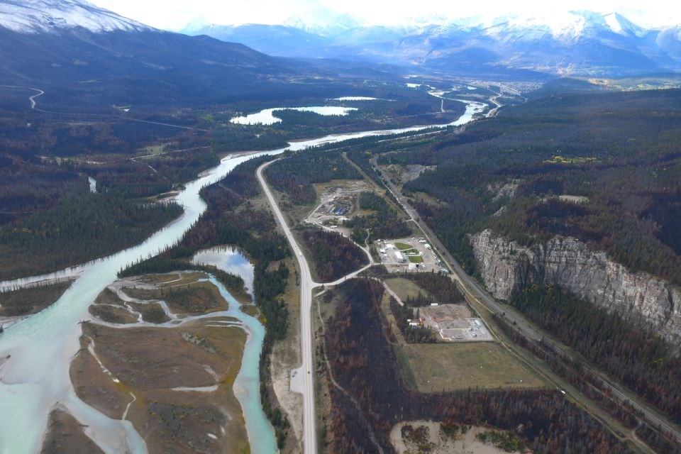 The Jasper Transfer Station amid wildfire destruction in Jasper National Park on Monday, Sept. 30, 2024.