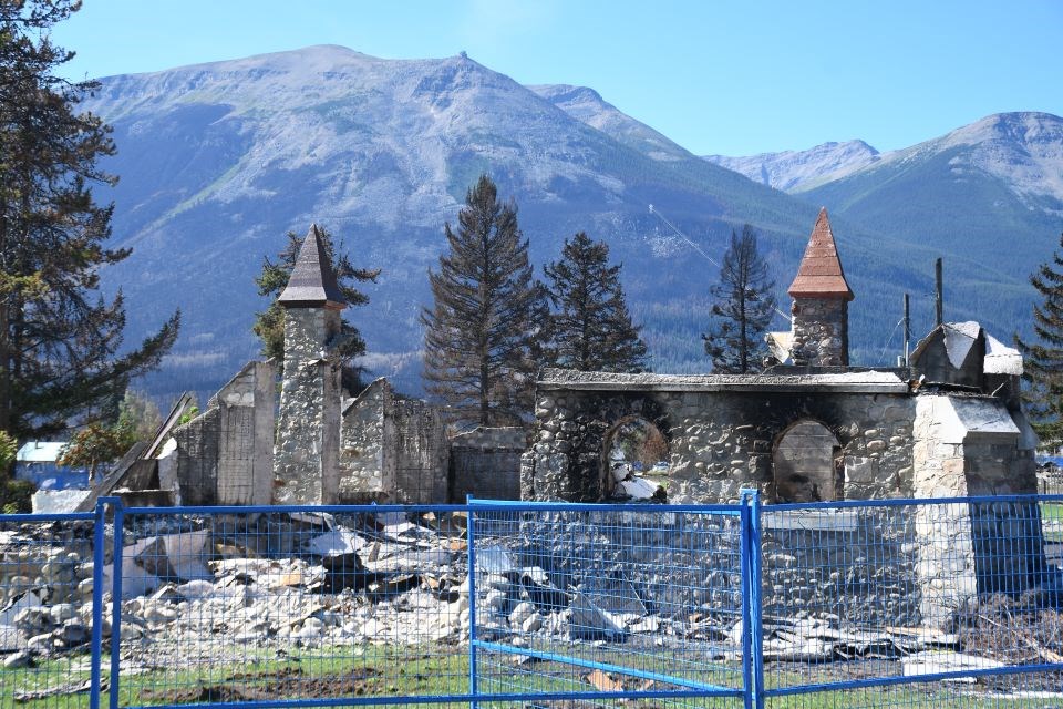 The remains of the Jasper Anglican Church (St. Mary & St. George) in Jasper on Monday, Aug. 19, 2024.