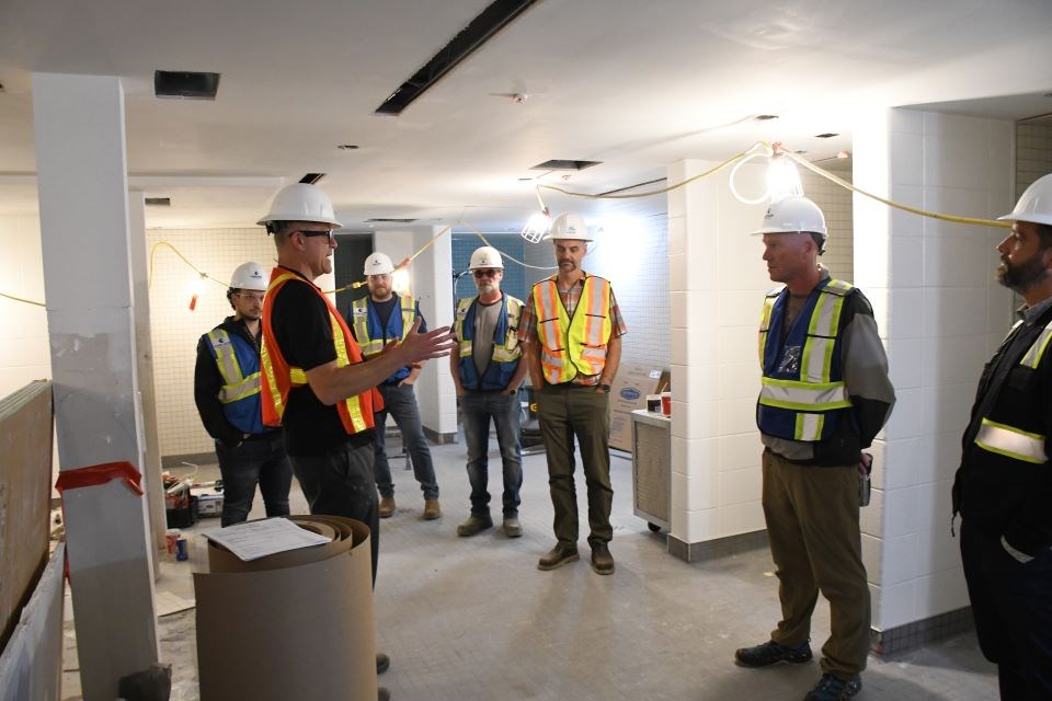 Christopher Read, director of Community Development for the Municipality of Jasper, talks about the future changerooms for the Aquatic Centre during a tour on Wednesday, June 19, 2024. | Peter Shokeir / Jasper Fitzhugh