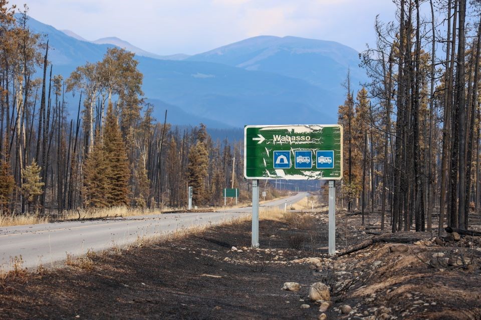 A photo of wildfire damage at Wabasso Campground in Jasper National Park released by Parks Canada on Aug. 3, 2024.