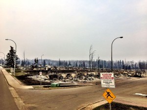 What's left of a neighbourhood in Fort McMurray after the wildfire. Photo P. Vallee. 