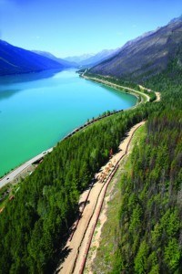 The Trans Mountain pipeline parallels Moose Lake in Robson Provincial Park. Kinder Morgan photo. 