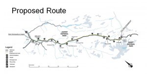 Parks Canada quietly released the proposed route of the Icefields Trail Project on March 1. Parks Canada image.