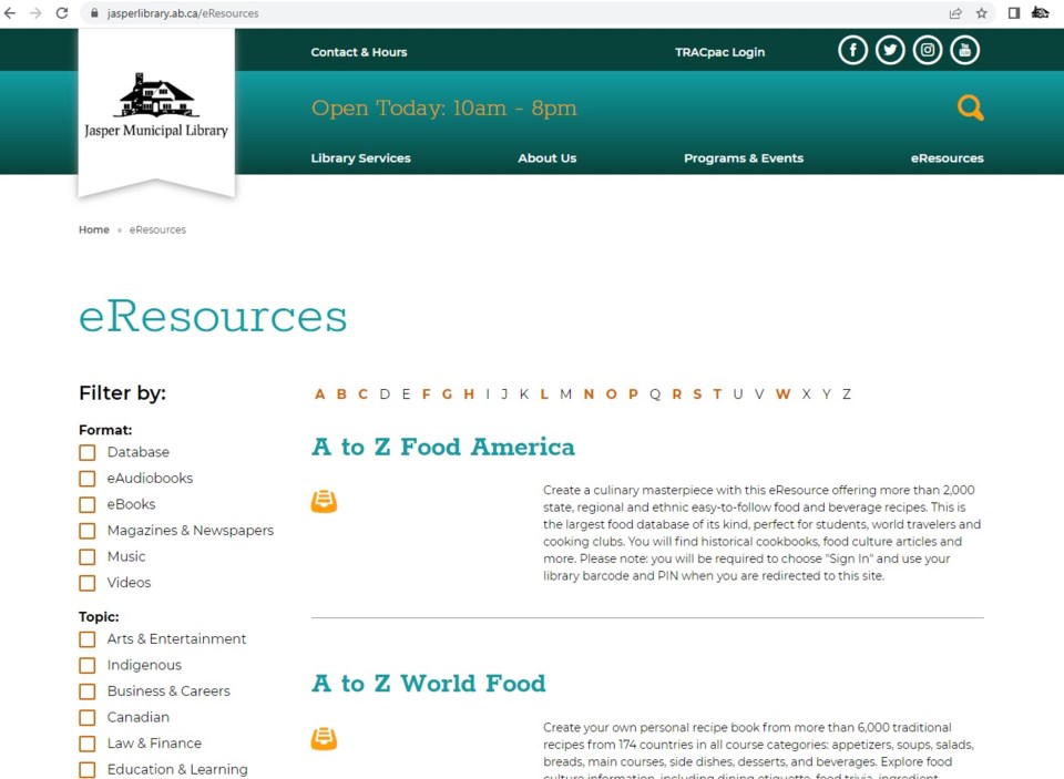 New Website eResources (Library column)