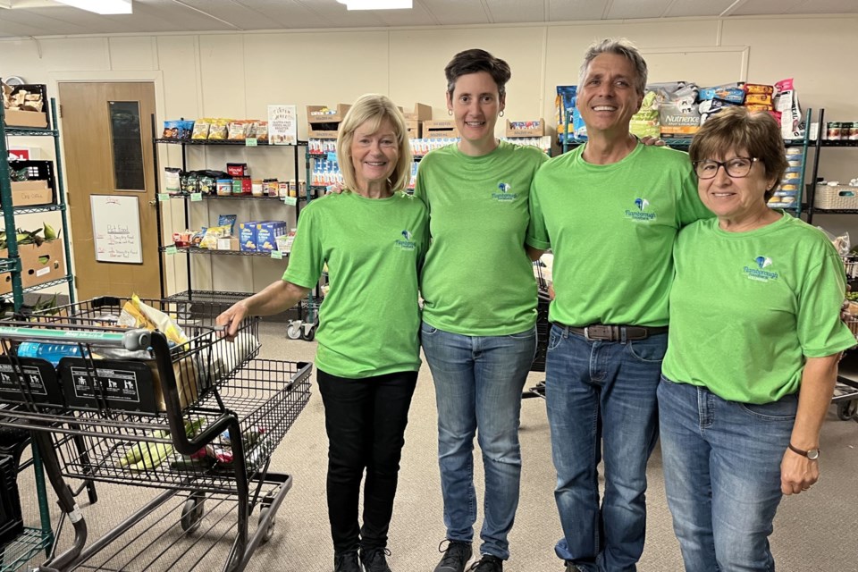 From left to right: Debi Gallant, Jacelyn Chilvers, Luc Lalonde, Marilyn Hilson volunteer at the Flamborough Food Bank Wednesday.