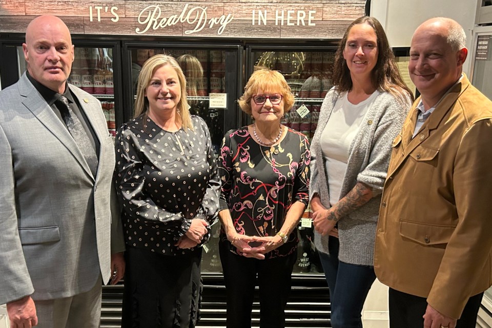 (Left to right) Joseph Vandenhurk, Amber Kosubovich, Donna Czukar, Jennifer Valeri and Rick Ludwig were presented with Paul Harris Awards on Tuesday evening.