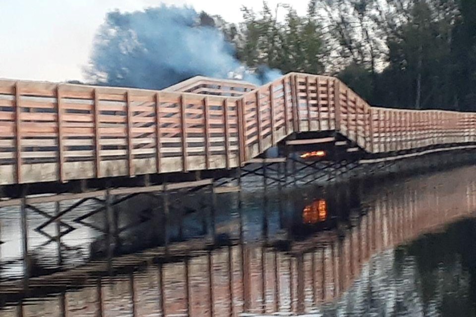 The Hamilton Conservation Authority closed the footbridge at Valens Lake Conservation Area following a fire last week. 