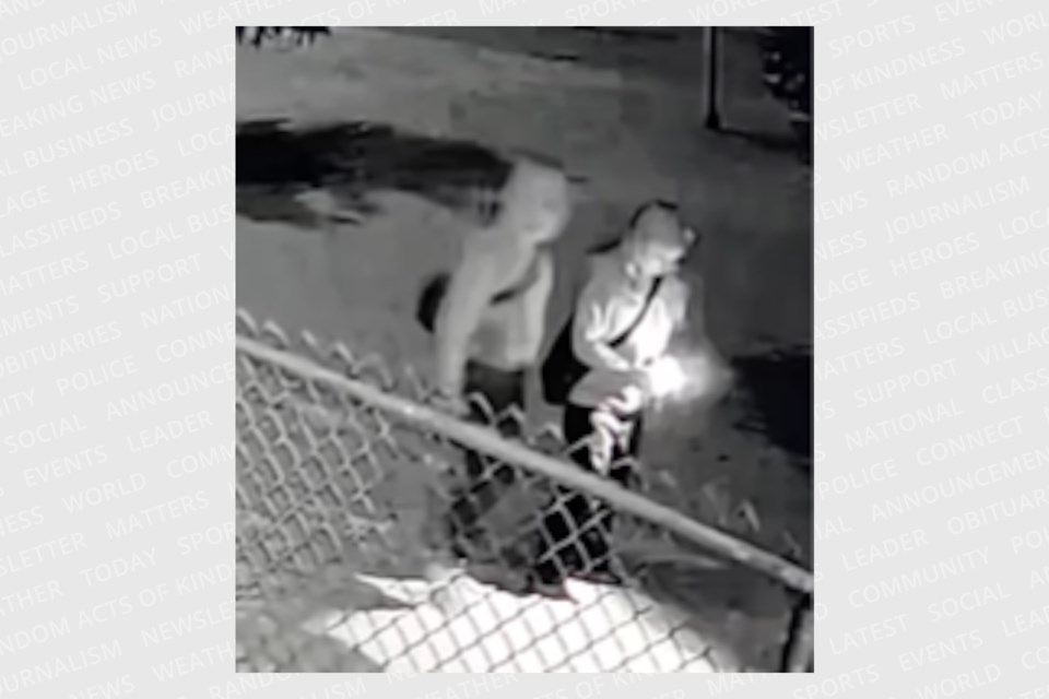 Hamilton Police hope to identify two suspects after a firework was used to light a tent on fire in an encampment located in Peace Memorial Park on Jan. 12, 2025