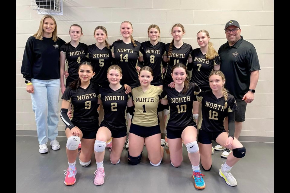 Players and coaches from this year’s Northern Stars travel volleyball team pose
together during an out-of-town tournament. A travel team consisting solely of northern
Manitoba talent, the Stars took part in provincial-level tournaments in both Manitoba
and Saskatchewan this year.