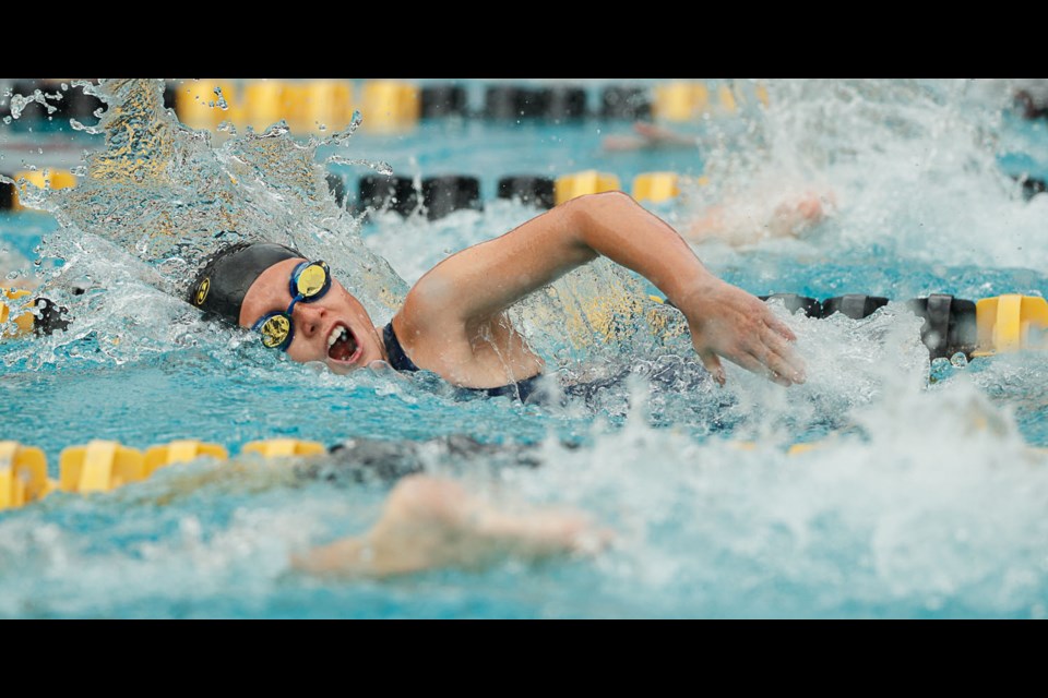 Donaldson Run's Colin Clark swims the girls age 9-10 freestyle.
