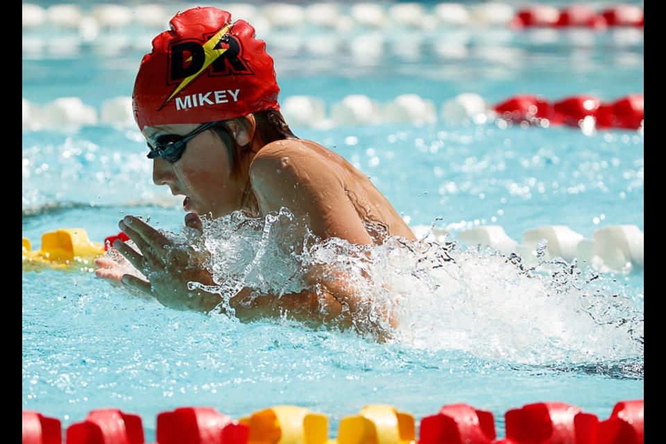 Donaldson Run's Mikey Maloney swims the boys age 13-14 breaststroke during a relay.