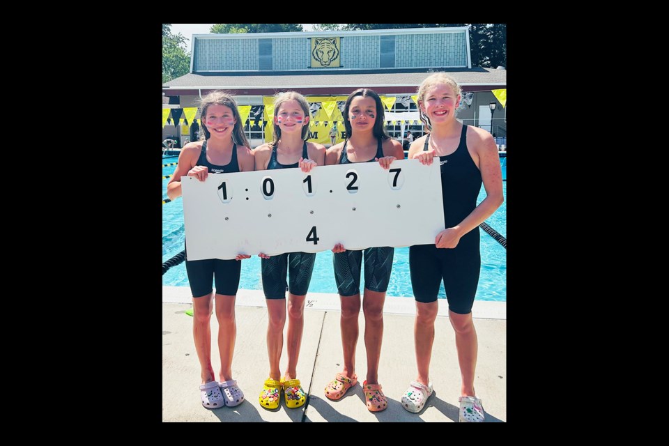 The Highlands record-setting relay was made up of Mackey Tolar, Rio Walther, Abbie Raymond and Emilia Vayra.