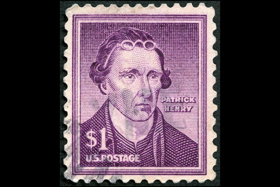 This 1954 U.S. postage stamp paid tribute to Revolutionary War figure Patrick Henry (1736-1799).
