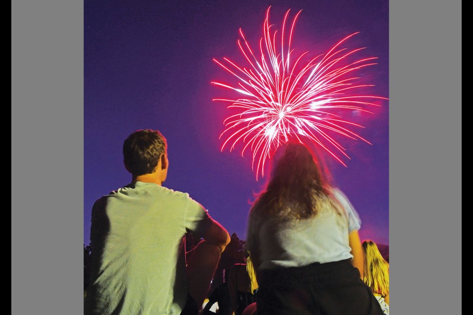 Community residents enjoy fireworks July 2, 2023, at Yeonas Park in Vienna during the town's Independence Day celebration. 