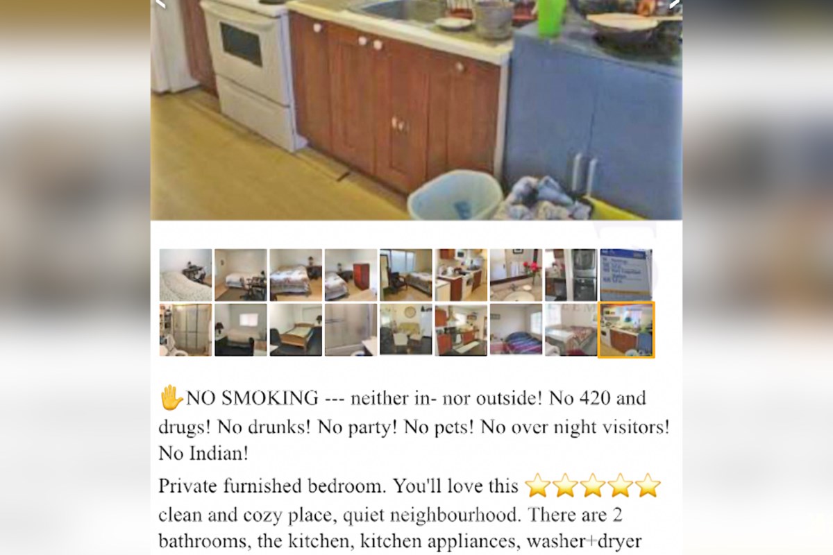 B.C. rental posting on craigslist states 'no Indian' in listing North