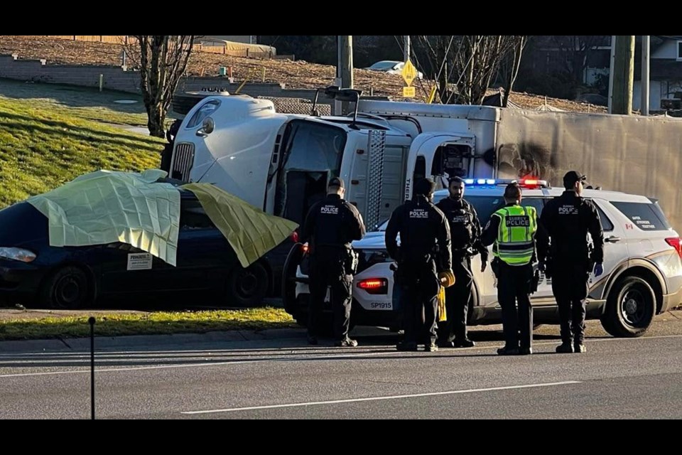 Police investigate a fatal collision on March 6, 2025.