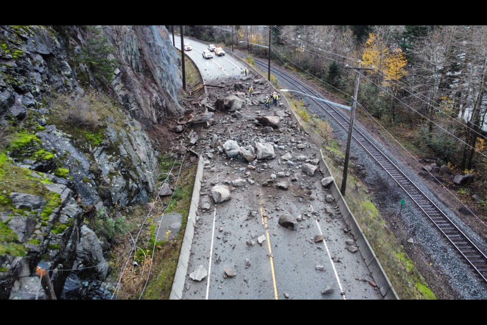 A large rockfall has shut down Highway 7. @TranBC_LMD