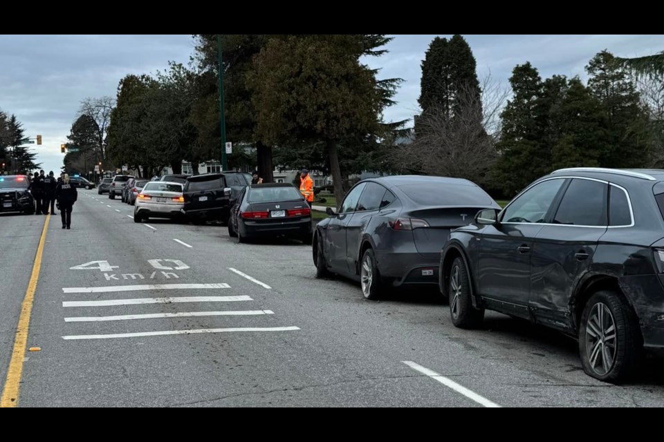 The vehicles were parked on Cornwall Avenue on Jan. 1, 2025.