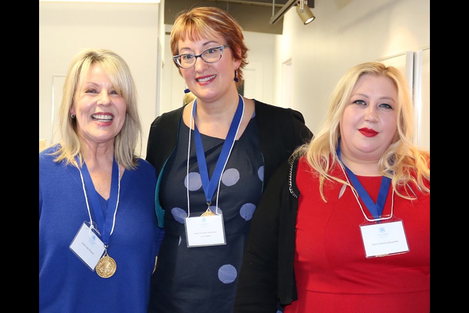 Cate Simpson, Annette Rawlinson and Shelome Bouvette of Les Dames d'Escoffier's 鶹ýӳchapter at the April 3 scholarship presentation at Savoury Chef.