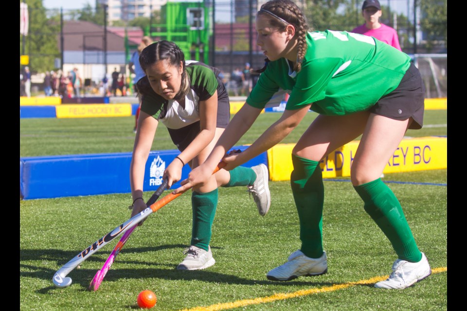 Action at B.C. Field Hockey's U13 Club Championships included the host Richmond Sandpipers battling Victoria Green.