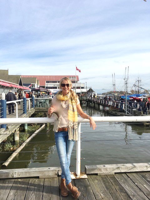 Isabelle Clements relaxes at one of her favourite Steveston places, Fisherman’s Wharf. Photo submitted