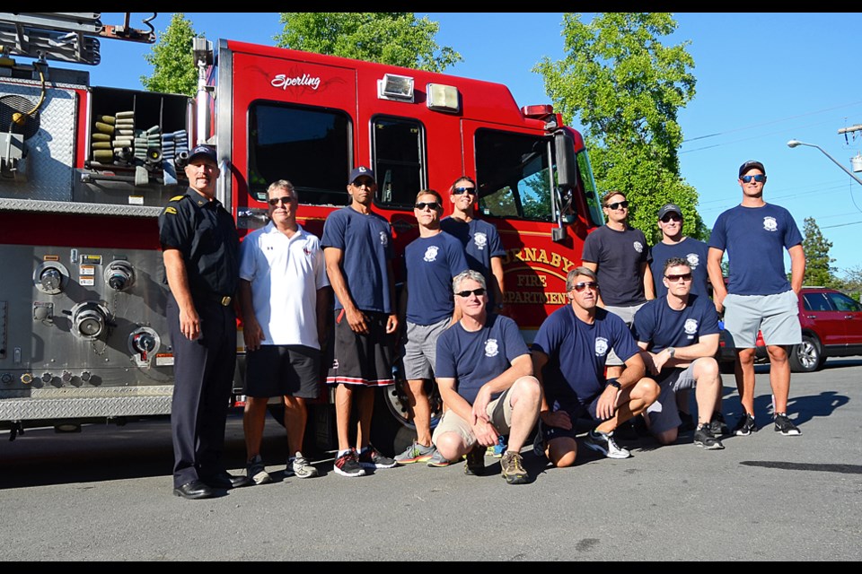 The first deployment of Burnaby firefighters prepares to help fight wildfires in the B.C. Interior with two fire trucks, nine fire fighters and a deputy Chief in July.