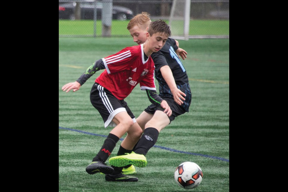 South Delta United battled Maple Ridge’s Albion FC to a 2-2 draw in B.C. Coastal Soccer League U15 Division Two action last Saturday at Winskill Park.