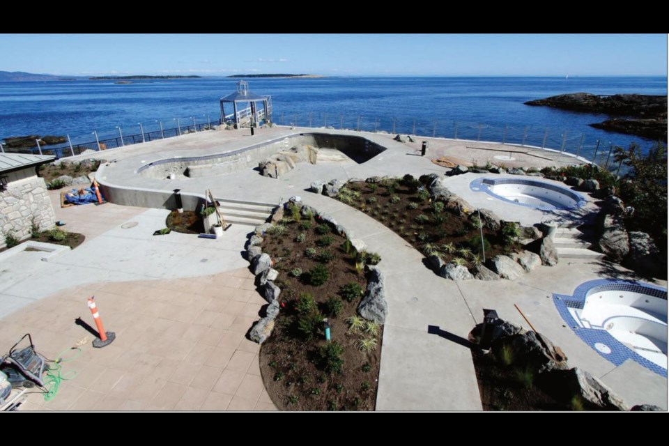 The outdoor pools in front of the Oak Bay Beach Hotel facing the ocean will be heated through geothermal technology.