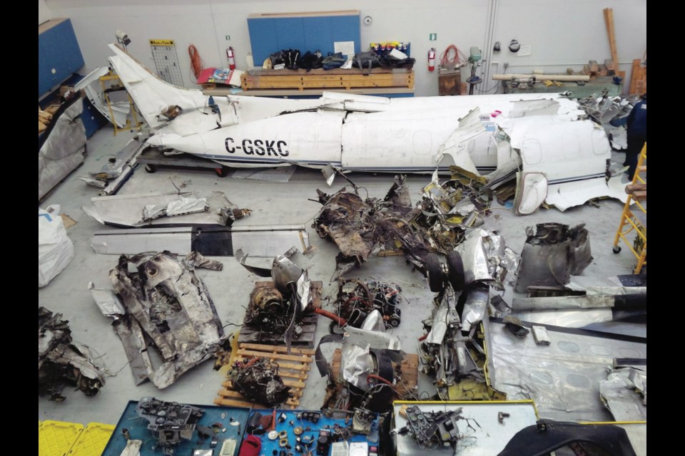 The wreckage of a Carson Air cargo aircraft that crashed in British Columbia in 2015, killing the two crew members on board.