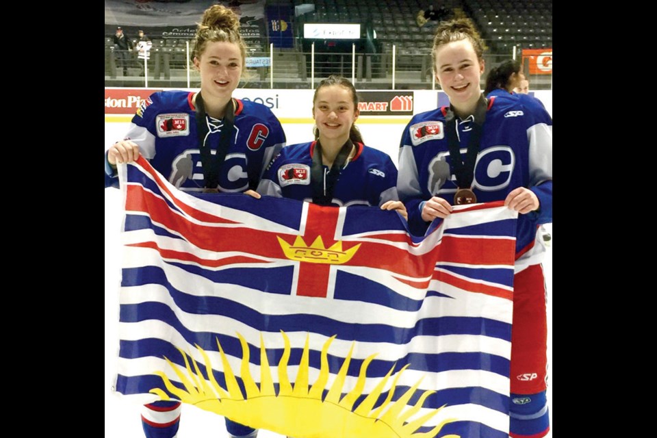 Richmond's own Team B.C. members (left to right) Courtney Vorster, Katie Chan and Kate Reilly enjoyed outstanding tournaments in helping their province win bronze at the U18 Nationals in Quebec City.