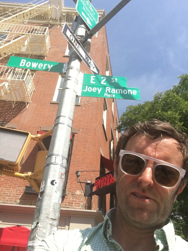 Bowery boy Grant Lawrence pedalled his way to the Lower East Side to pay his respects. Photo Grant L