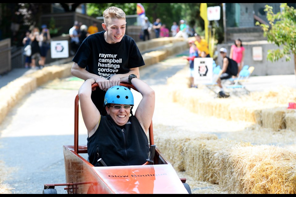 The Raycam Soapbox Derby was on a roll last Friday. The annual event supports and celebrates the efforts of the NASKARZ program for at-risk youth. Photo Jennifer Gauthier