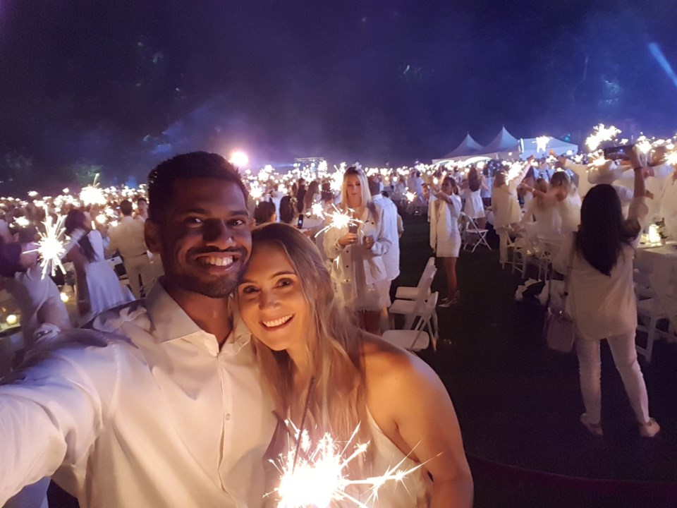 James Kumar and Elisia Seeber at Diner en Blanc.